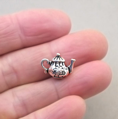 teapot 3D charm antique silver CM1717S