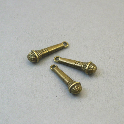 microphone 3D charm antique bronze CM0969B