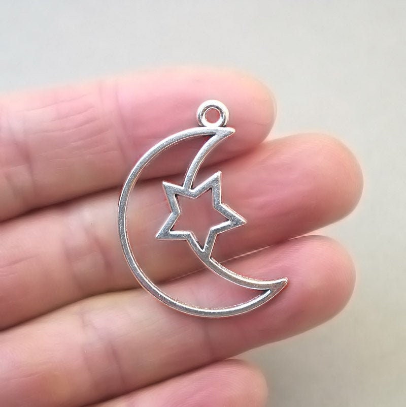 moon star charm antique silver CM1722S