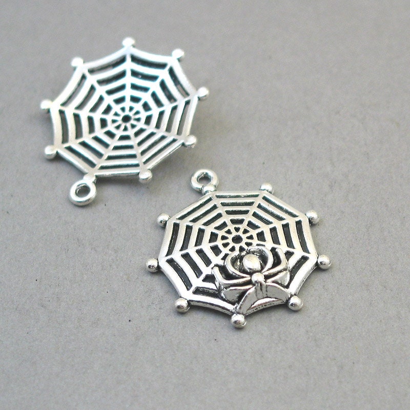 spider on a web charm antique silver CM1724S