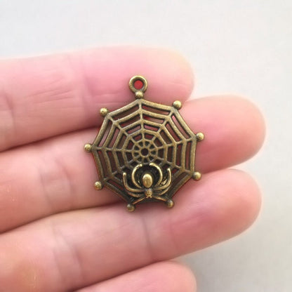 spider on a web charm antique bronze CM1724B