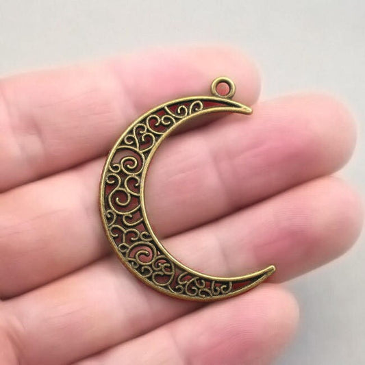 filigree moon charm antique bronze CM1154B 