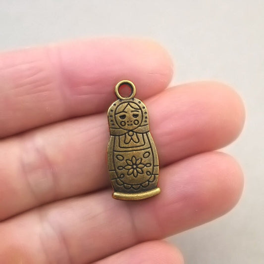 Russian doll charm antique bronze CM1725B