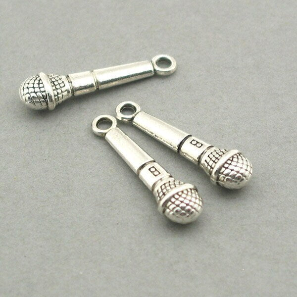 microphone 3D charm antique silver CM0969S