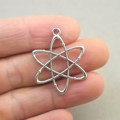 science chemistry atom charm antique silver CM1732S