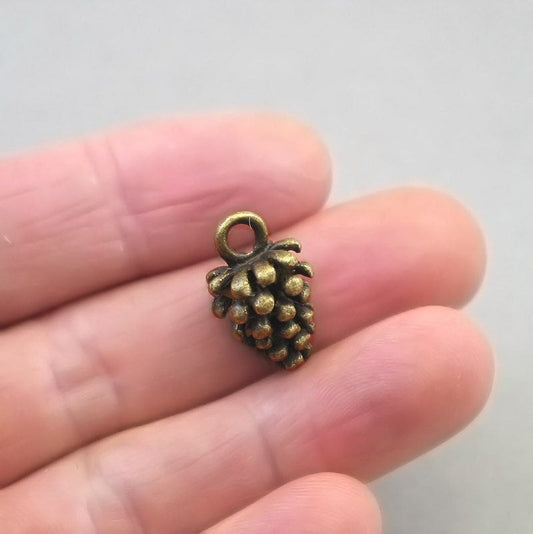 pine cone 3D charm antique bronze CM1736B