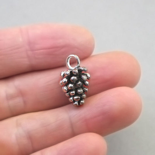 pine cone 3D charm antique silver CM1736S