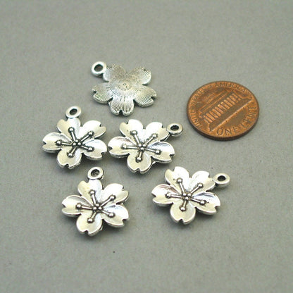 cherry blossom flower charm antique silver CM1727S