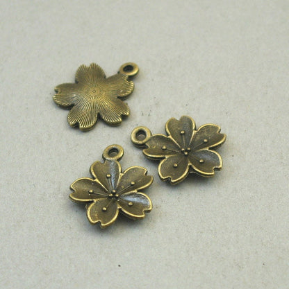 cherry blossom flower charm antique bronze CM1727B