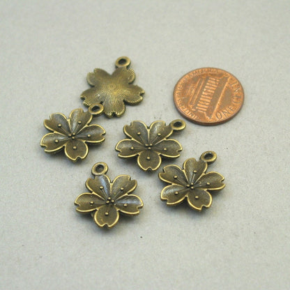 cherry blossom flower charm antique bronze CM1727B