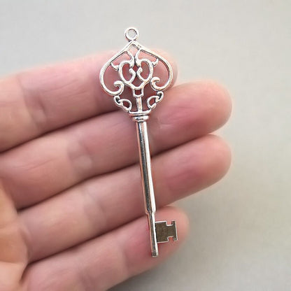 large key charm antique silver CM1680S