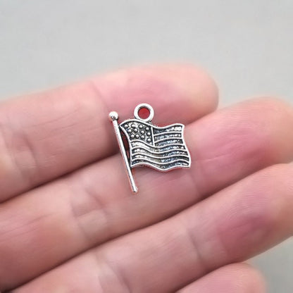 US flag charm antique silver CM0392S