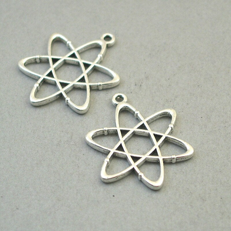 science chemistry atom charm antique silver CM1732S