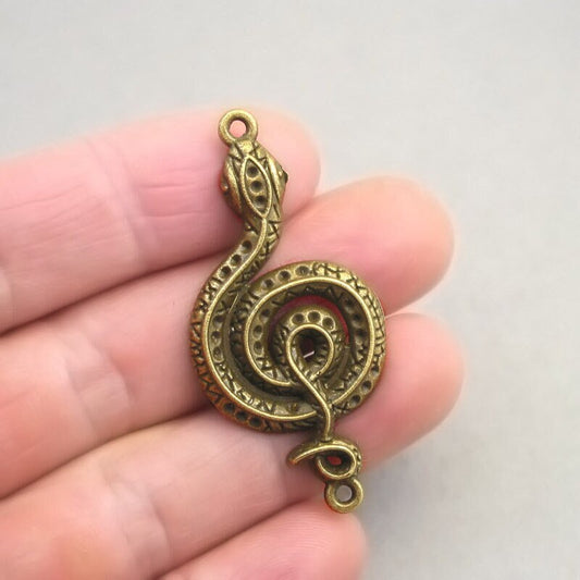 large snake charm connector antique bronze CM1748B