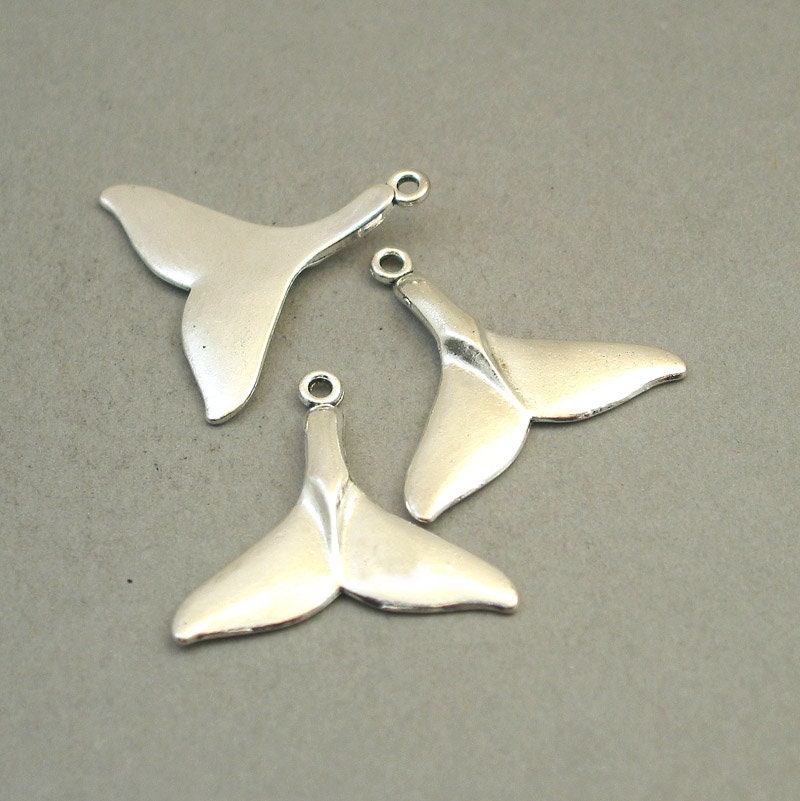 whale tail charm antique silver CM1743S