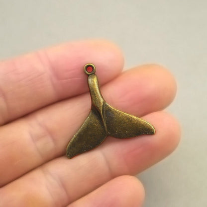 whale tail charm antique bronze CM1743B