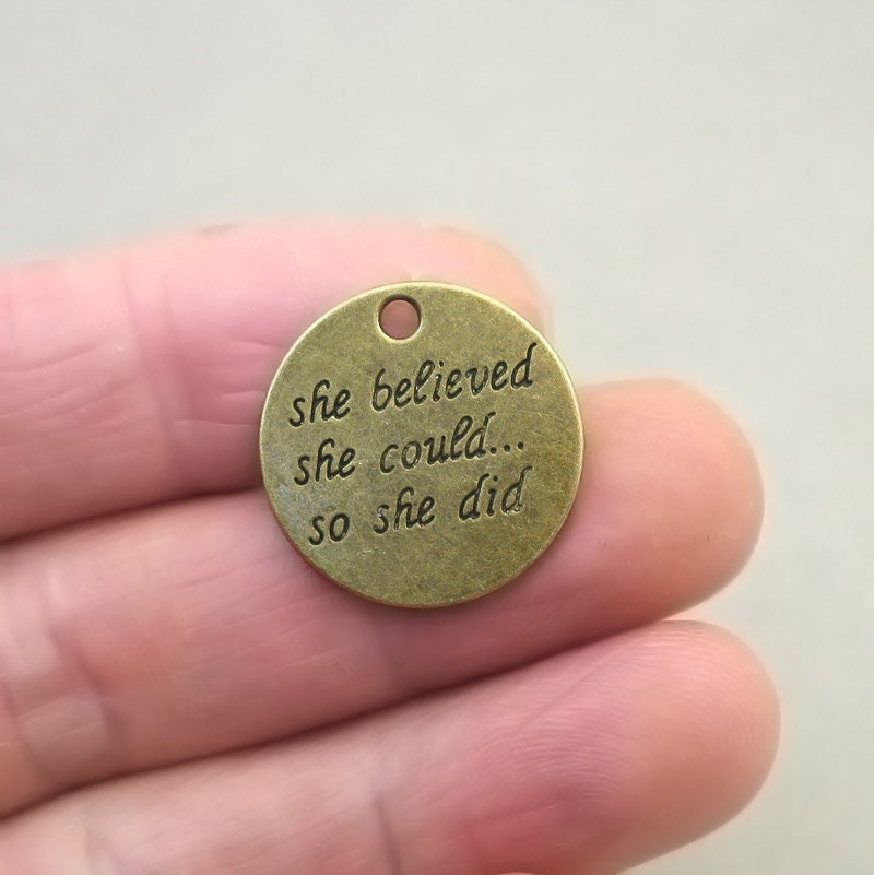 she believed she could so she did charm antique bronze CM1654B