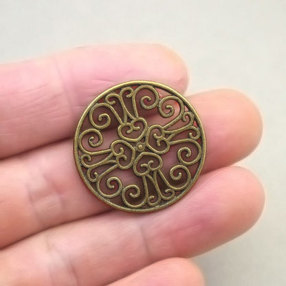 tribal filigree flower charm antique bronze CM1753B