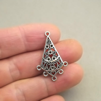 diamond shape filigree charm connector antique silver CM1751S