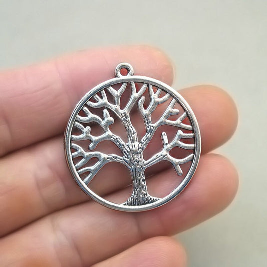 large tree charm antique silver CM1764S