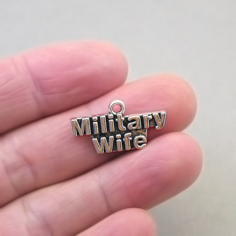 military wife charm antique silver CM1707S