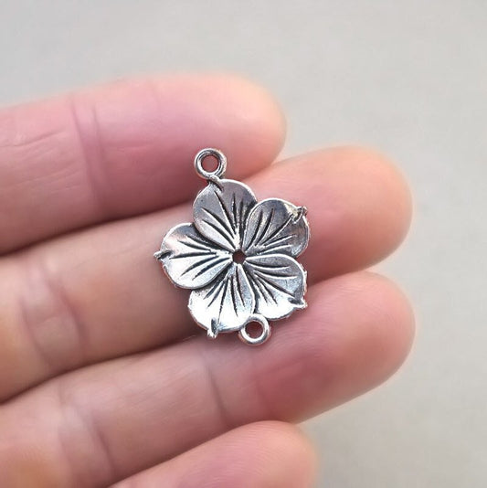 flower charm connector antique silver CM1770S