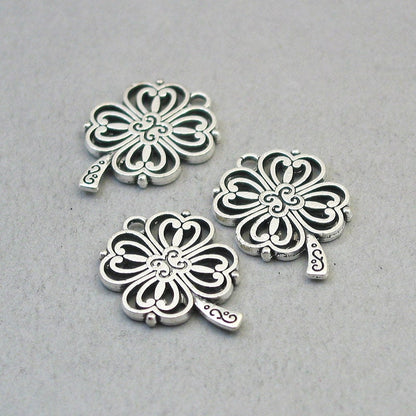 clover four leaf shamrock charm antique silver CM1775S