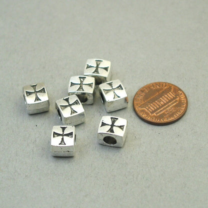 Cross beads, large hole rectangle cross beads. Two sided. Antique silver 8.5X10mm BD0224S