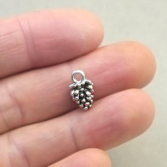 small 3D pine cone charm antique silver CM1785S