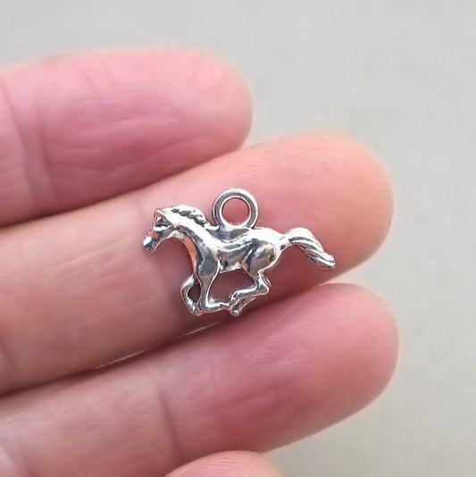 horse racing horse charm antique silver CM1798S