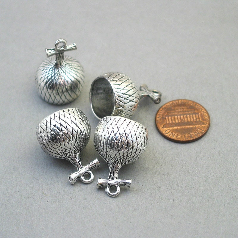 large acorn cap 3D charm antique silver CM1801S