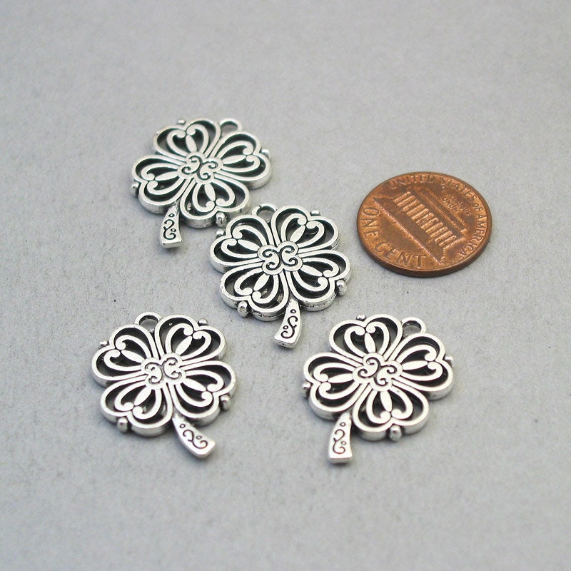 clover four leaf shamrock charm antique silver CM1775S