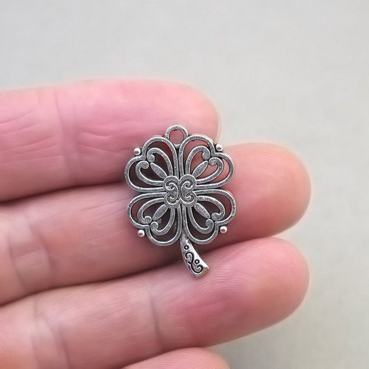 clover four leaf shamrock charm antique silver CM1775S