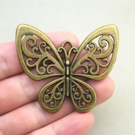 large filigree butterfly charm antique bronze CM1747B