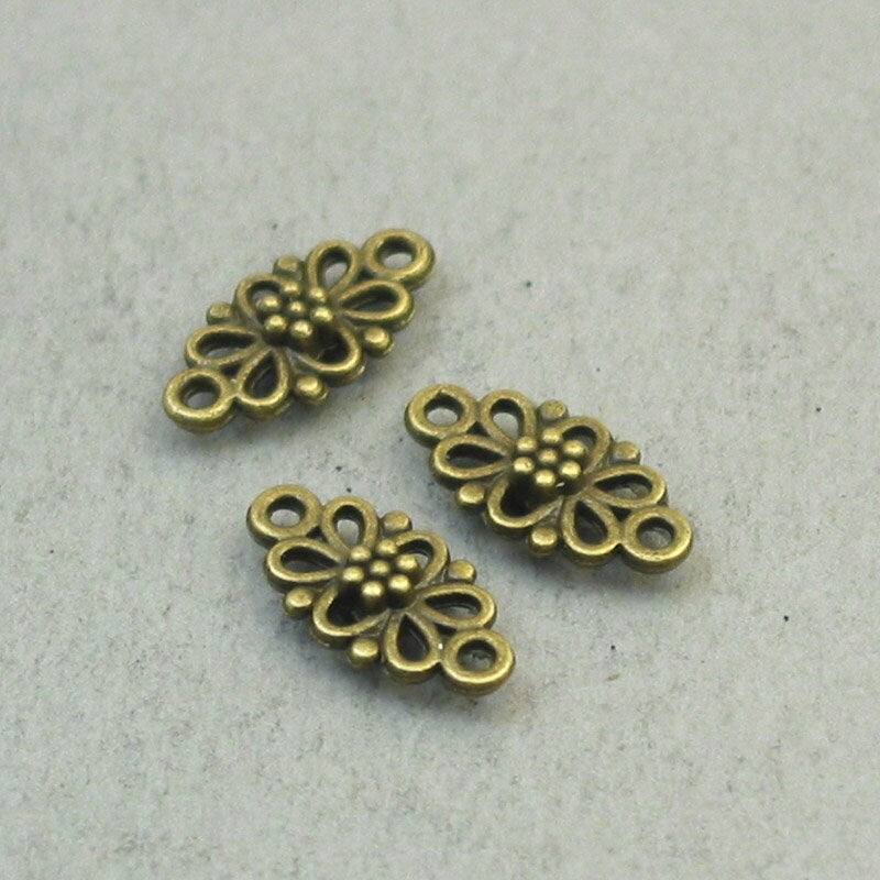 flower charm connector antique bronze CM1811B