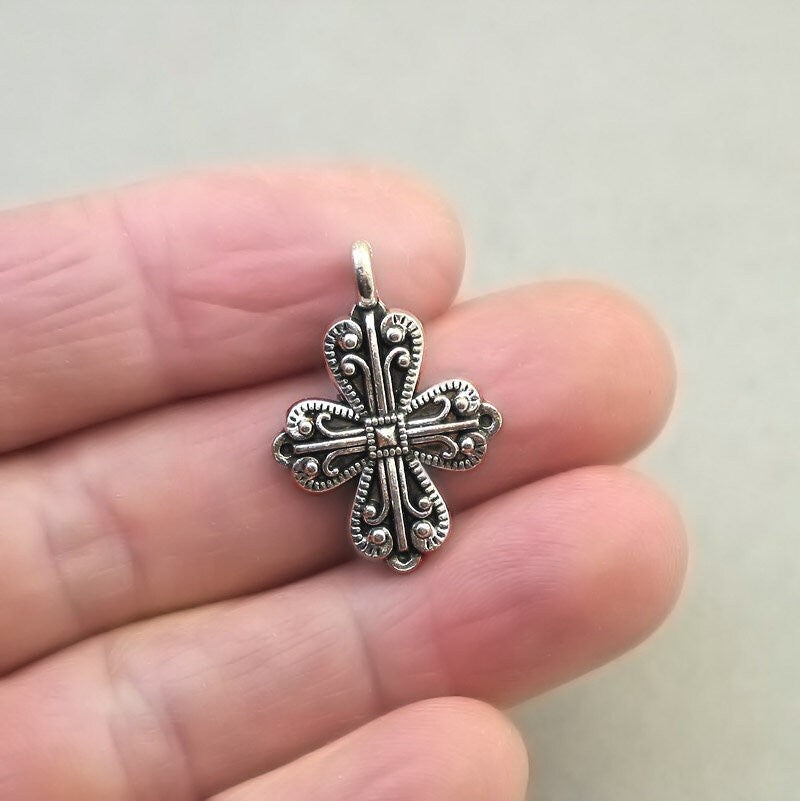 filigree cross charm antique silver CM1812S