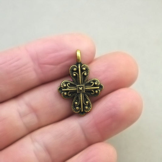 filigree cross charm antique bronze CM1812B