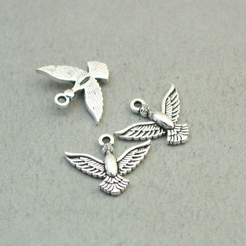 hummingbird flying bird charm antique silver CM1813S