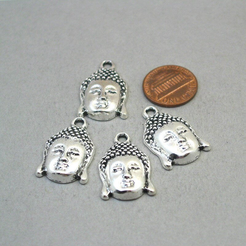 Buddha head charm antique silver CM1786S