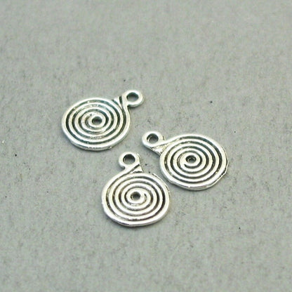 swirl charm spiral disc antique silver CM1820S