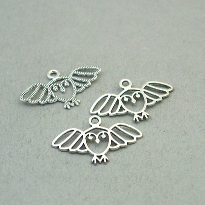 flying owl charm antique silver CM1766S