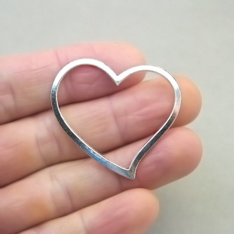 large heart charm antique silver CM1790S