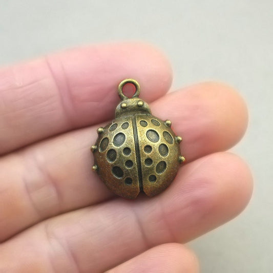 3D ladybug charm antique bronze CM1792B