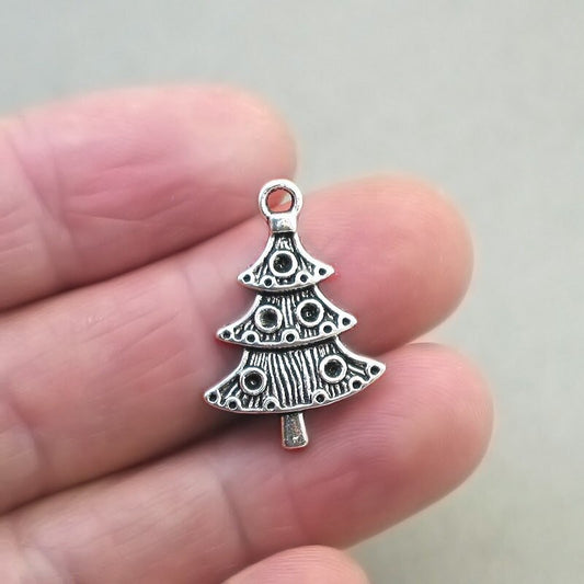 Christmas tree charm antique silver CM1828S