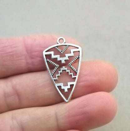 tribal style shield charm antique silver CM1830S