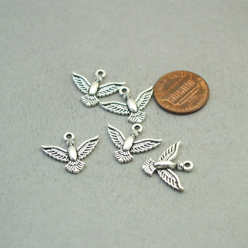 hummingbird flying bird charm antique silver CM1813S