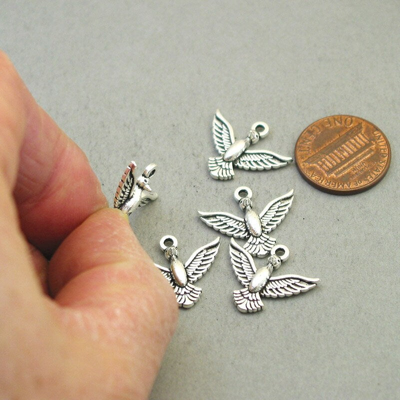 hummingbird flying bird charm antique silver CM1813S