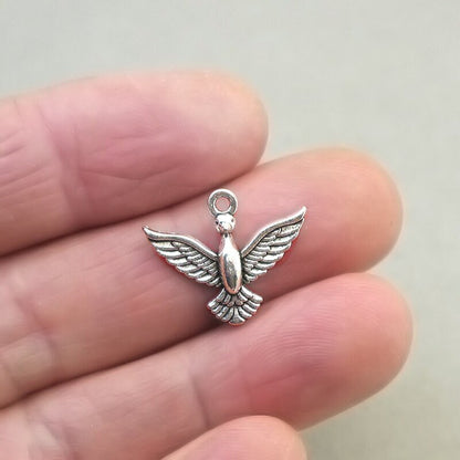 hummingbird flying bird charm antique silver CM1813S