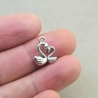 mother and baby swan love charm antique silver CM1818S