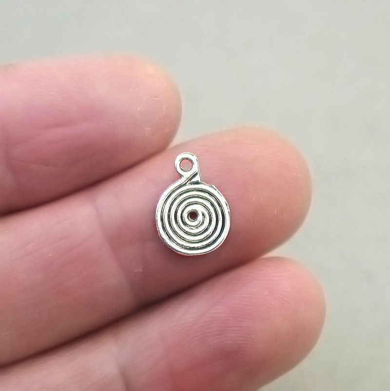 swirl charm spiral disc antique silver CM1820S